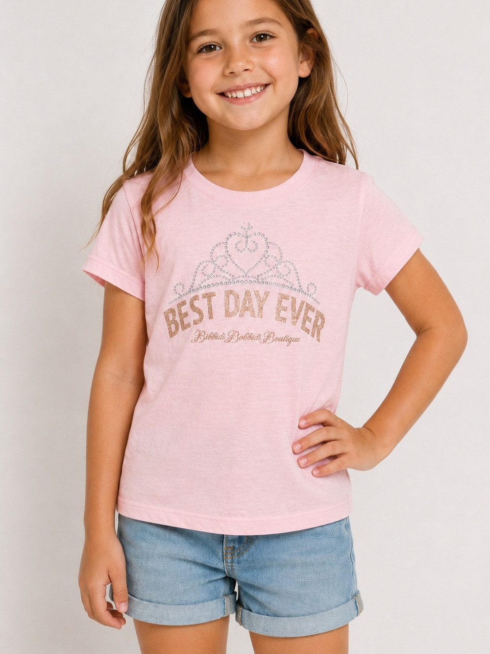 DISNEY “Best Day Ever” Tee Kids Size M Pink Princess Shirt